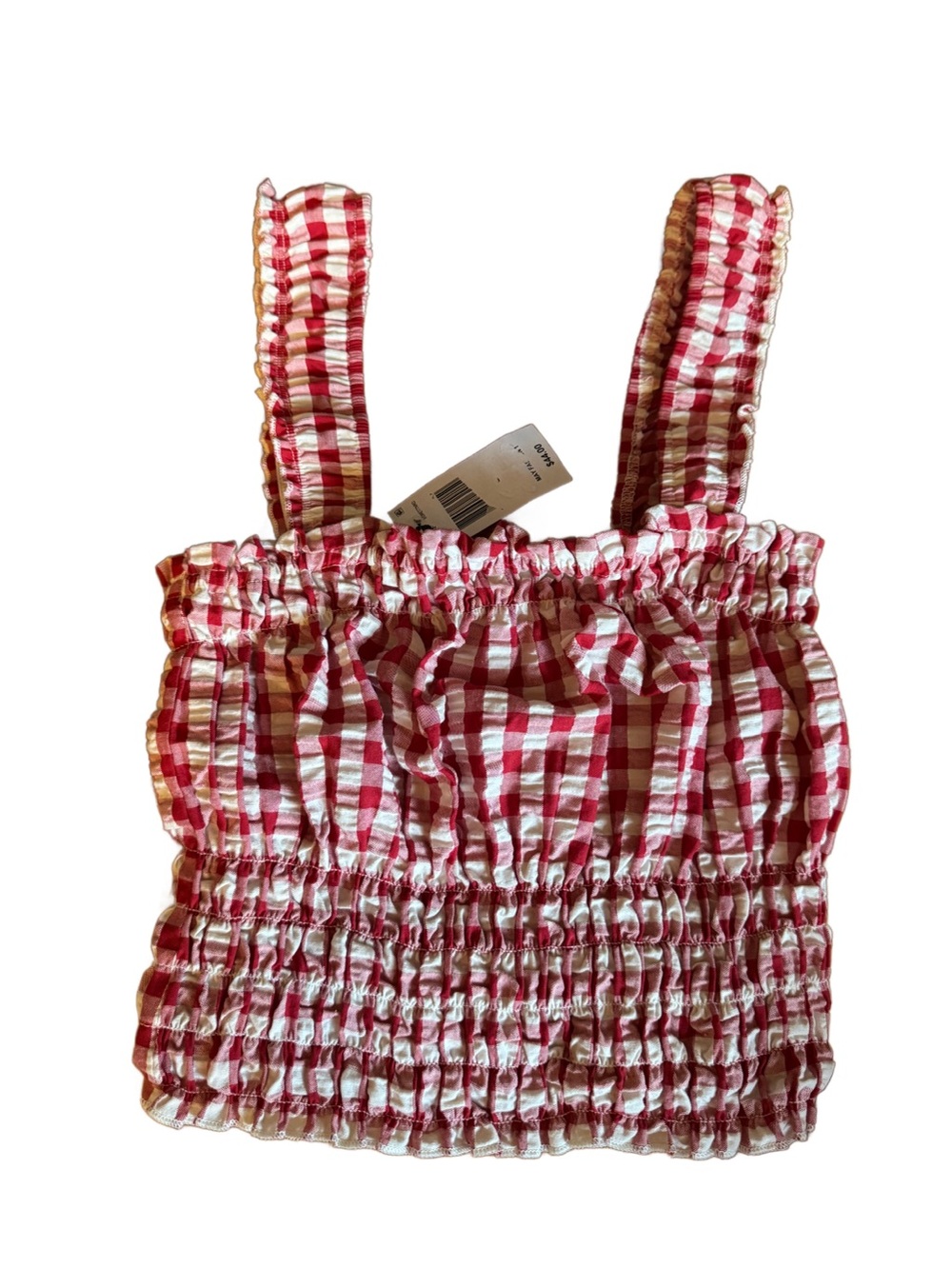 Red and White Gingham Smocked Crop Top